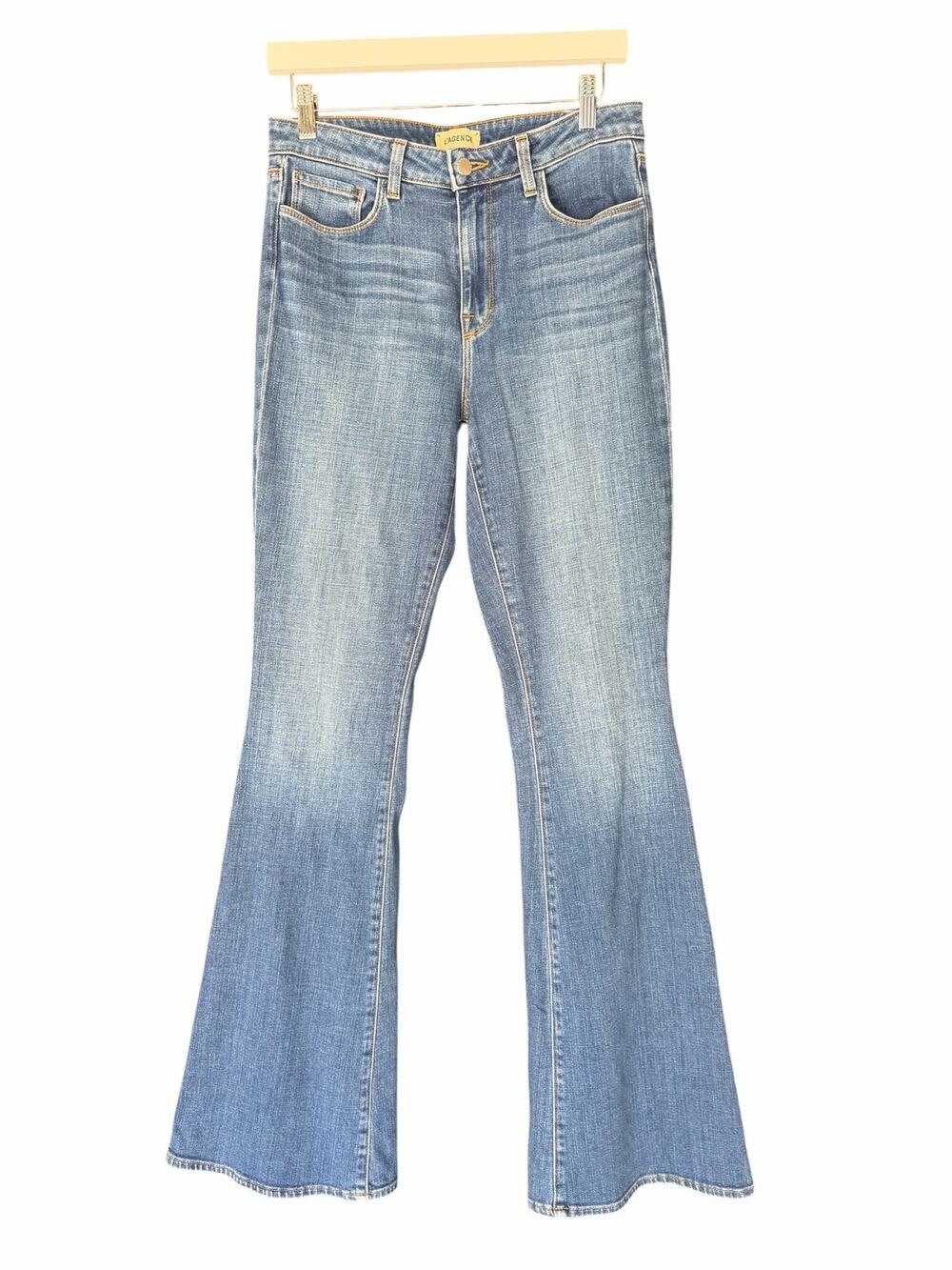 L’AGENCE Bell High Rise Flare Designer Jeans Authentique Wash SZ 28 Boho Western